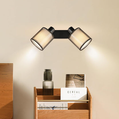 Doughelec Deckenleuchte 2-Lampen Deckenstrahler, Schwarz Vintage E14, Drehbar 350°, MAX 30 W, Stoff Warmweiß für Wohnzimmer & Küche (Ohne Glühbirne)